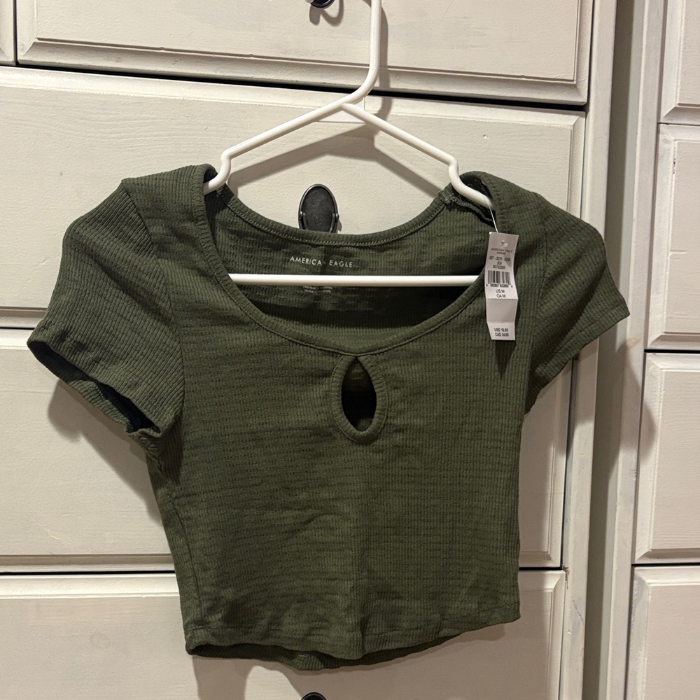 American Eagle Outfitters Forest Green Crop Top